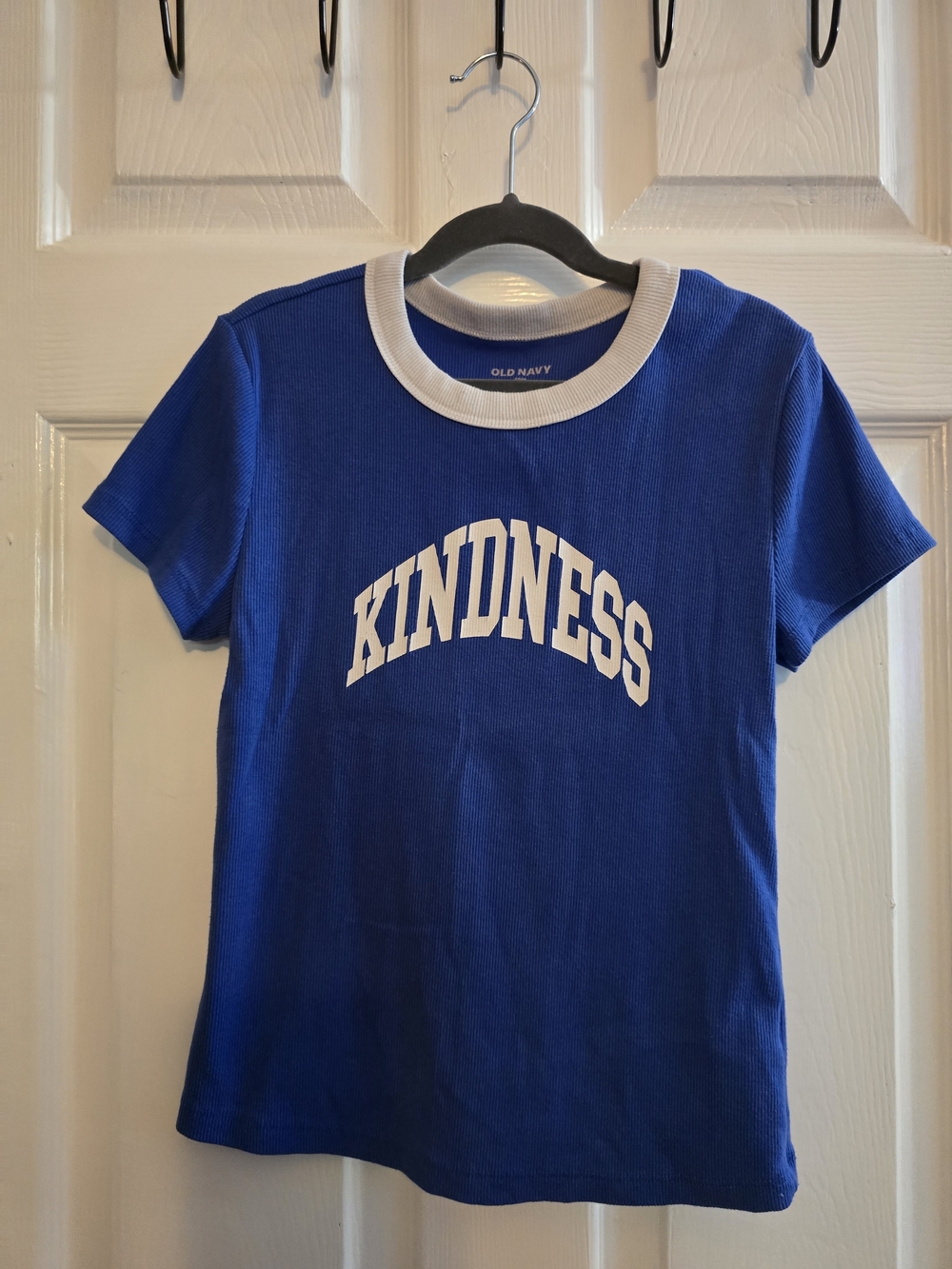 Women's Old Navy Blue Tee with White 'KINDNESS' Graphic